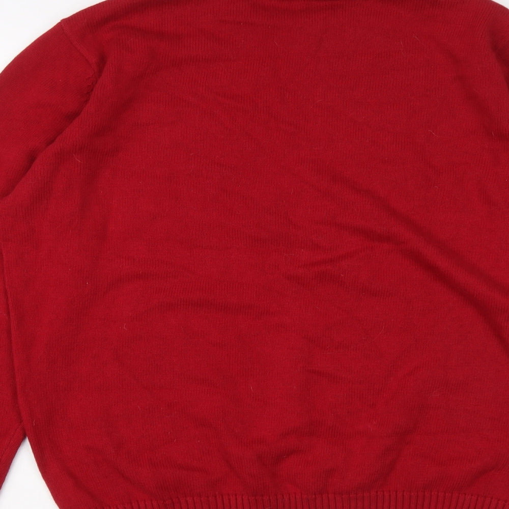 Maine Mens Red Round Neck Acrylic Pullover Jumper Size M Long Sleeve