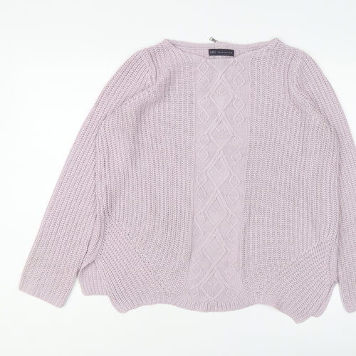 Marks and Spencer Womens Purple Round Neck Acrylic Pullover Jumper Size 12