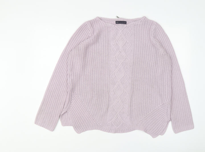 Marks and Spencer Womens Purple Round Neck Acrylic Pullover Jumper Size 12