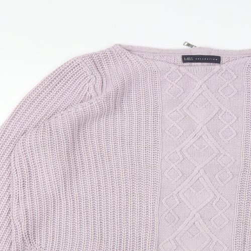 Marks and Spencer Womens Purple Round Neck Acrylic Pullover Jumper Size 12