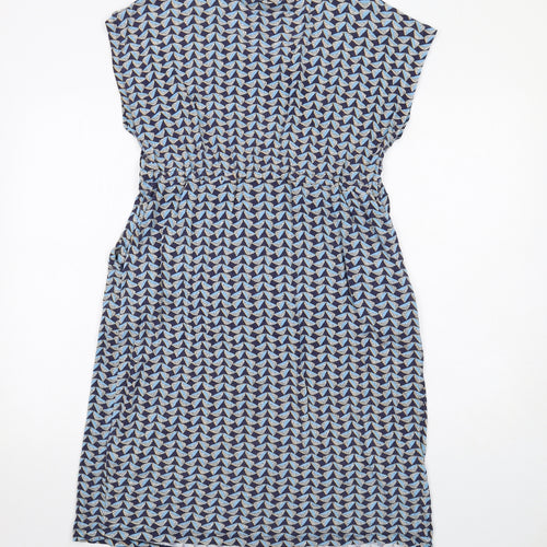 JoJo Maman Bébé Womens Blue Geometric Viscose A-Line Size M Round Neck Pullover