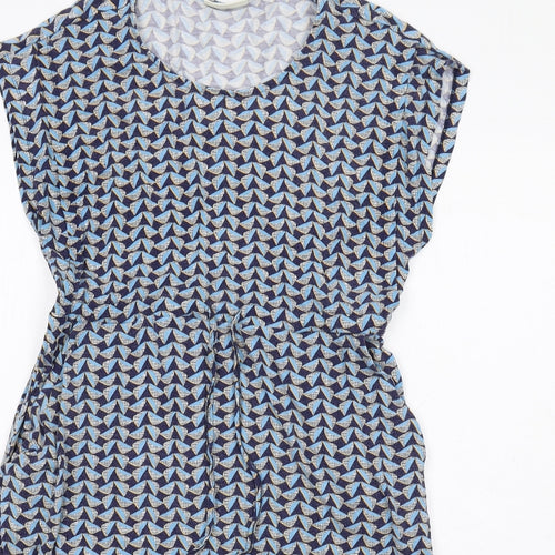 JoJo Maman Bébé Womens Blue Geometric Viscose A-Line Size M Round Neck Pullover