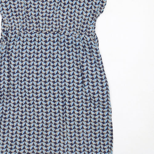 JoJo Maman Bébé Womens Blue Geometric Viscose A-Line Size M Round Neck Pullover