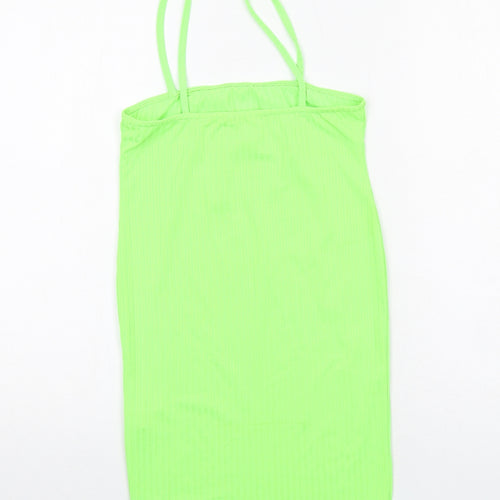 I SAW IT FIRST Womens Green Polyester Mini Size 12 Square Neck Pullover