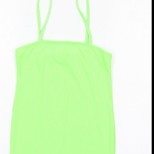 I SAW IT FIRST Womens Green Polyester Mini Size 12 Square Neck Pullover