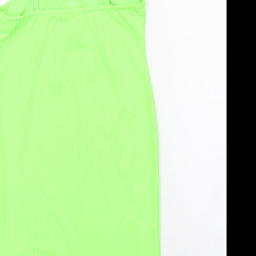 I SAW IT FIRST Womens Green Polyester Mini Size 12 Square Neck Pullover