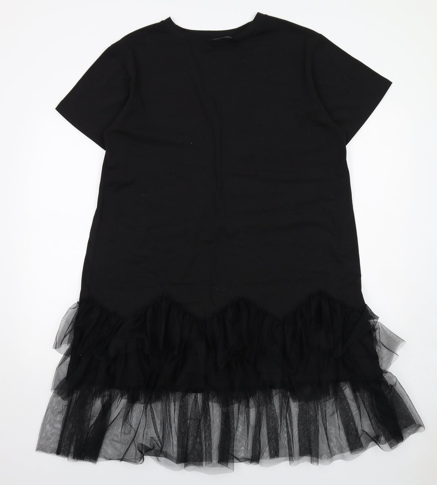 Cameo Rose Womens Black Polyester T-Shirt Dress Size 18 Round Neck Pullover - Tulle