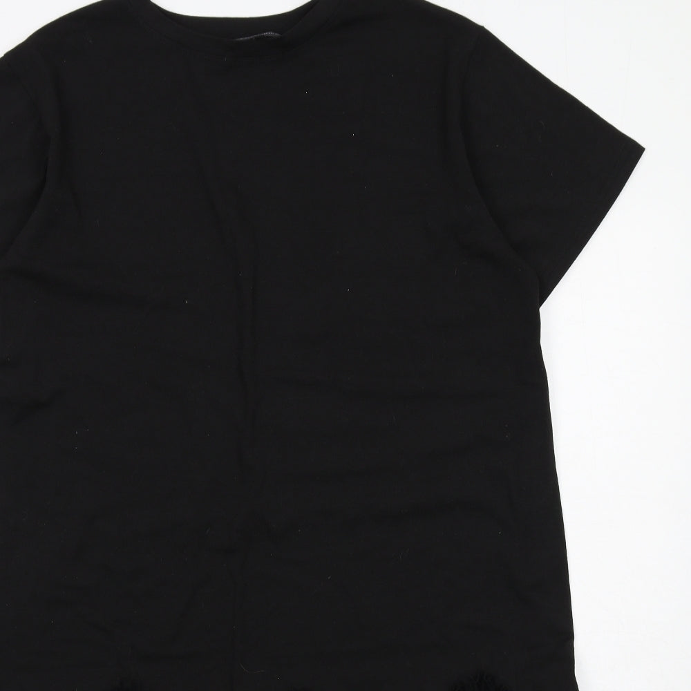Cameo Rose Womens Black Polyester T-Shirt Dress Size 18 Round Neck Pullover - Tulle