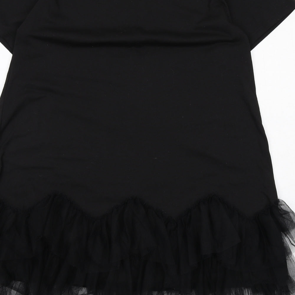 Cameo Rose Womens Black Polyester T-Shirt Dress Size 18 Round Neck Pullover - Tulle