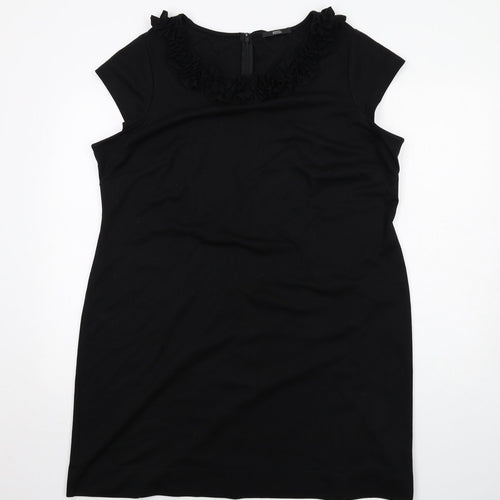 Marks and Spencer Womens Black Polyester Shift Size 22 Round Neck Zip