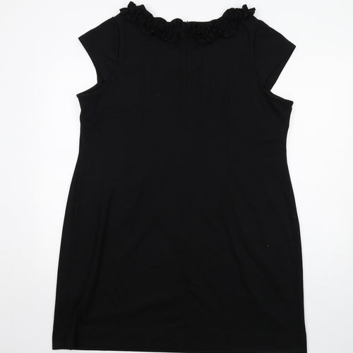 Marks and Spencer Womens Black Polyester Shift Size 22 Round Neck Zip