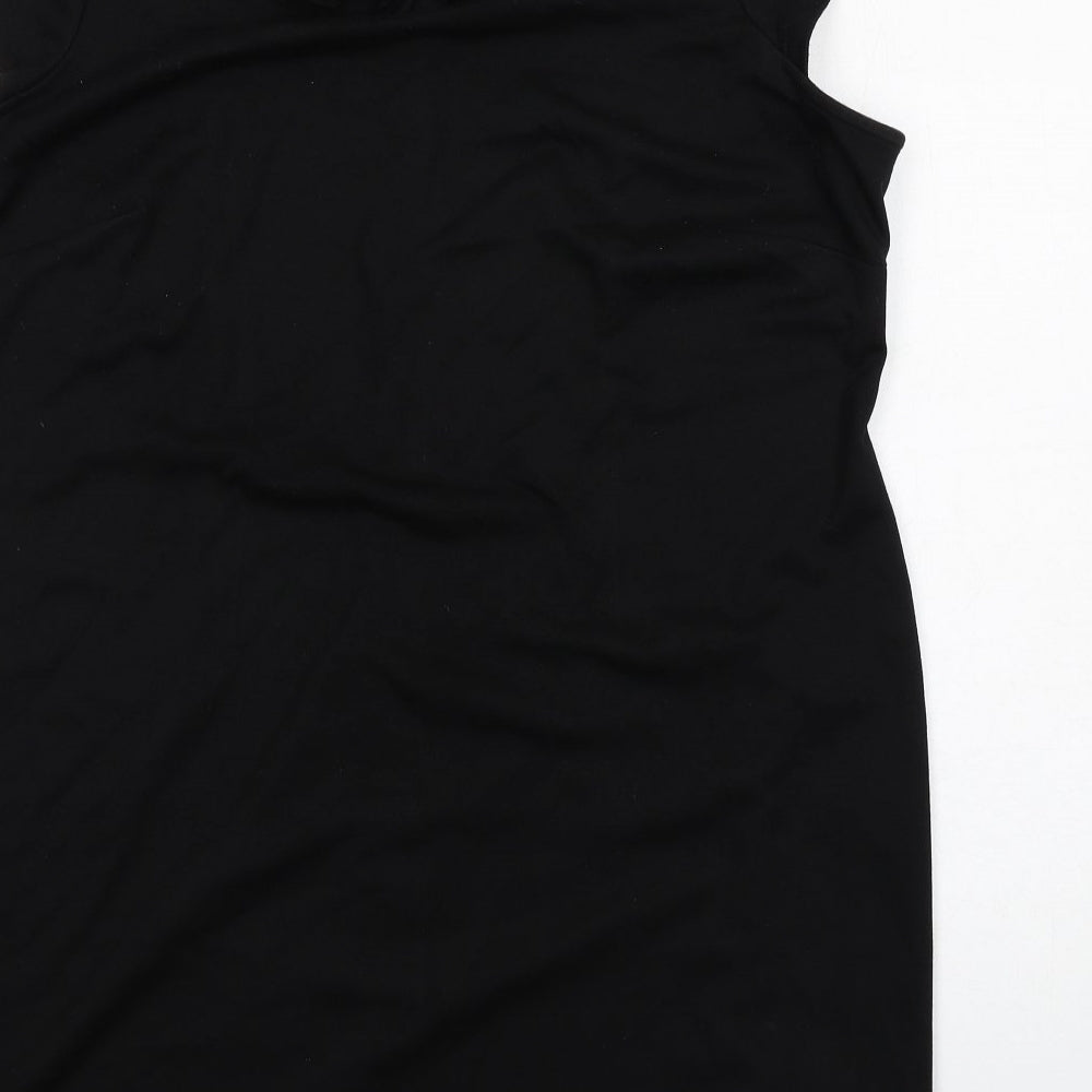 Marks and Spencer Womens Black Polyester Shift Size 22 Round Neck Zip