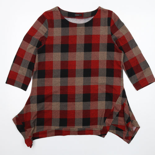 Roman Womens Multicoloured Check Polyester Basic T-Shirt Size 12 Round Neck