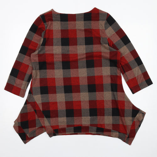 Roman Womens Multicoloured Check Polyester Basic T-Shirt Size 12 Round Neck
