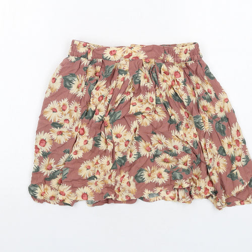 C&A Womens Multicoloured Floral Viscose Skater Skirt Size 10 Zip