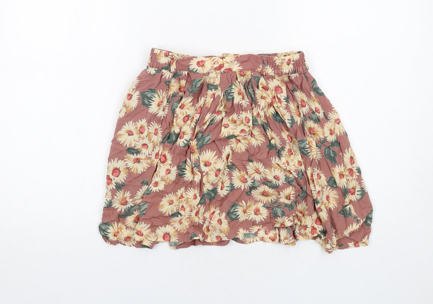 C&A Womens Multicoloured Floral Viscose Skater Skirt Size 10 Zip