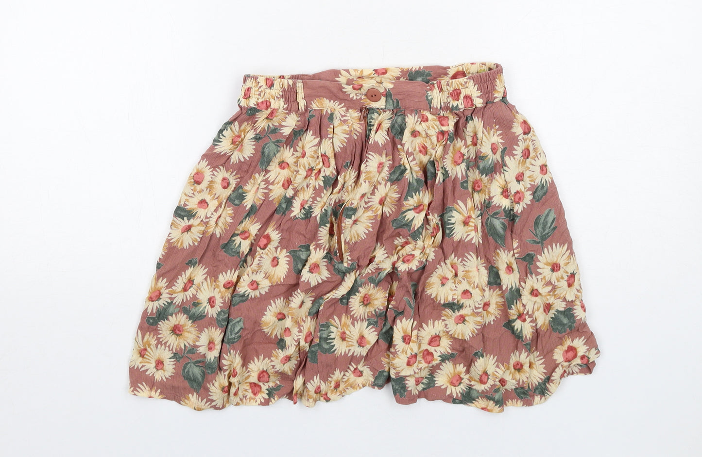 C&A Womens Multicoloured Floral Viscose Skater Skirt Size 10 Zip