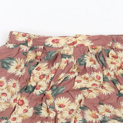 C&A Womens Multicoloured Floral Viscose Skater Skirt Size 10 Zip
