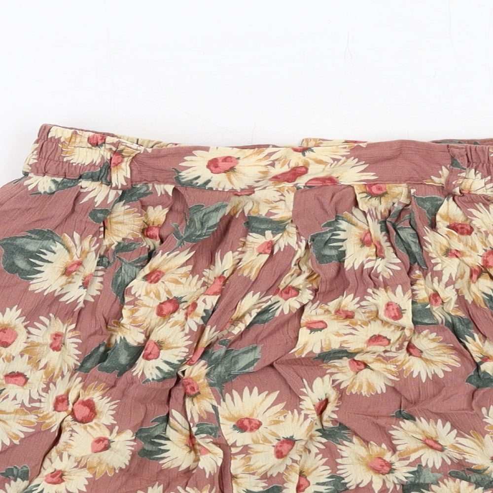 C&A Womens Multicoloured Floral Viscose Skater Skirt Size 10 Zip