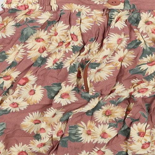 C&A Womens Multicoloured Floral Viscose Skater Skirt Size 10 Zip