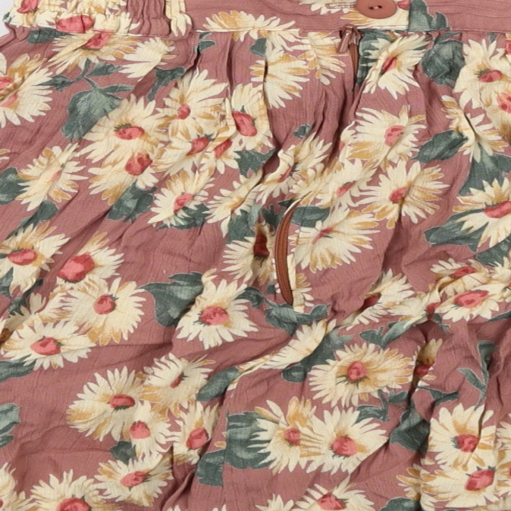 C&A Womens Multicoloured Floral Viscose Skater Skirt Size 10 Zip