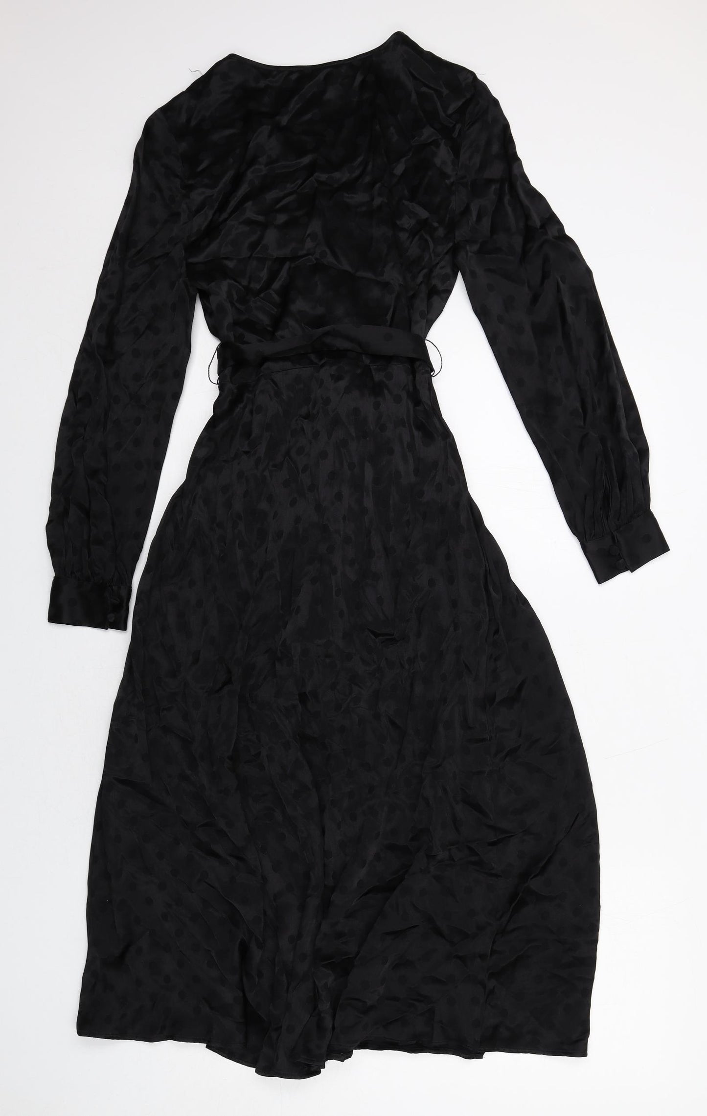 Per Una Womens Black Polka Dot Viscose A-Line Size 6 V-Neck Zip