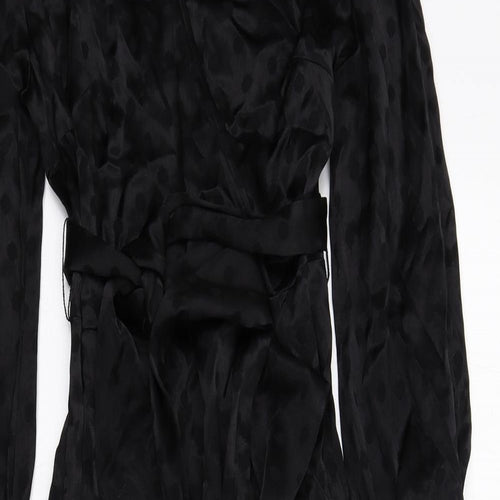 Per Una Womens Black Polka Dot Viscose A-Line Size 6 V-Neck Zip