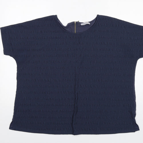 Per Una Womens Blue Viscose Basic T-Shirt Size 22 Round Neck