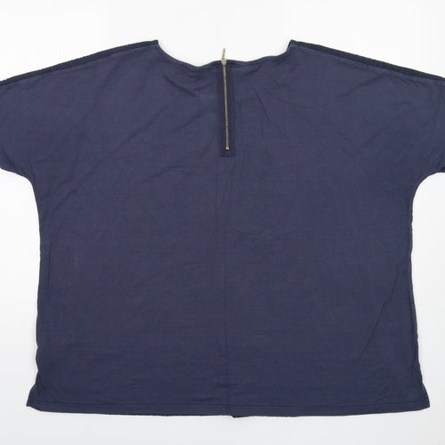 Per Una Womens Blue Viscose Basic T-Shirt Size 22 Round Neck