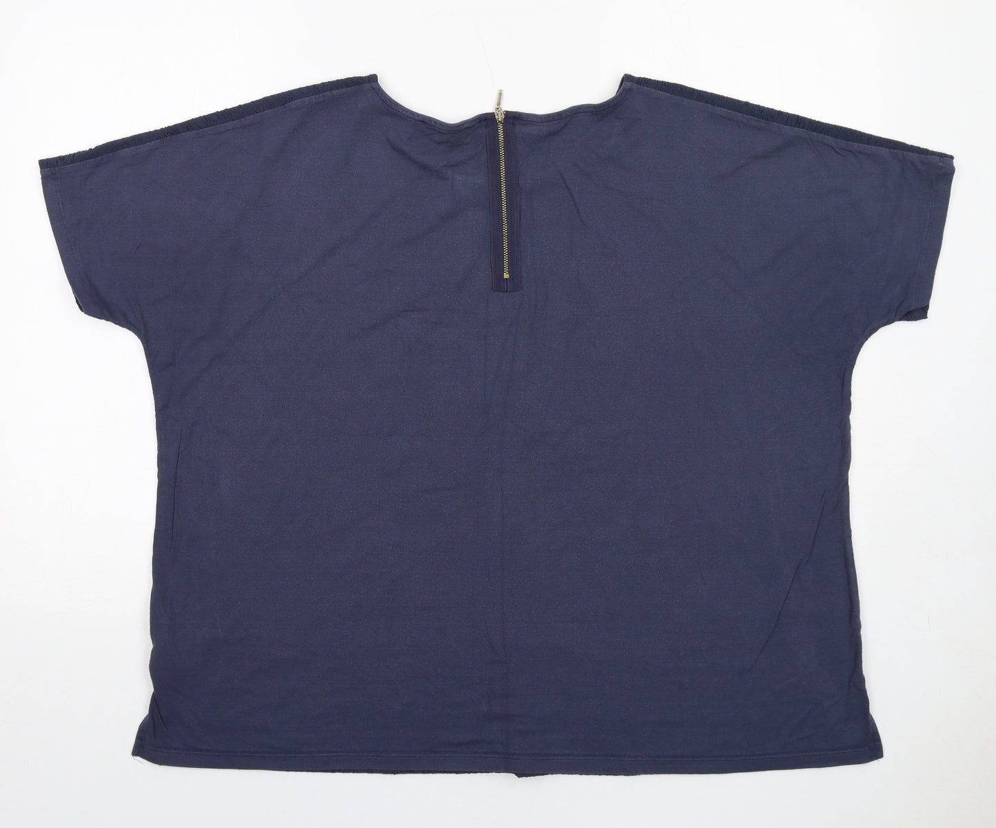 Per Una Womens Blue Viscose Basic T-Shirt Size 22 Round Neck