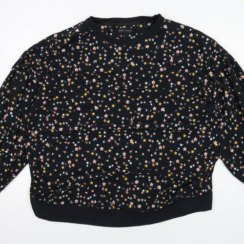 NEXT Womens Black Geometric Polyester Pullover Sweatshirt Size L Pullover - Star pattern