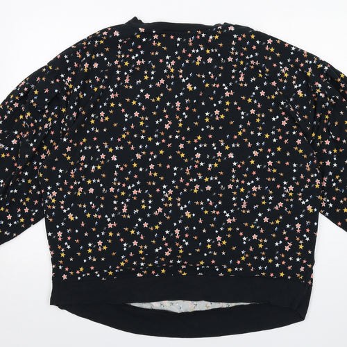 NEXT Womens Black Geometric Polyester Pullover Sweatshirt Size L Pullover - Star pattern