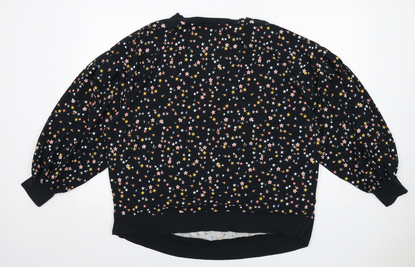 NEXT Womens Black Geometric Polyester Pullover Sweatshirt Size L Pullover - Star pattern
