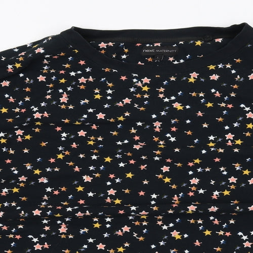 NEXT Womens Black Geometric Polyester Pullover Sweatshirt Size L Pullover - Star pattern