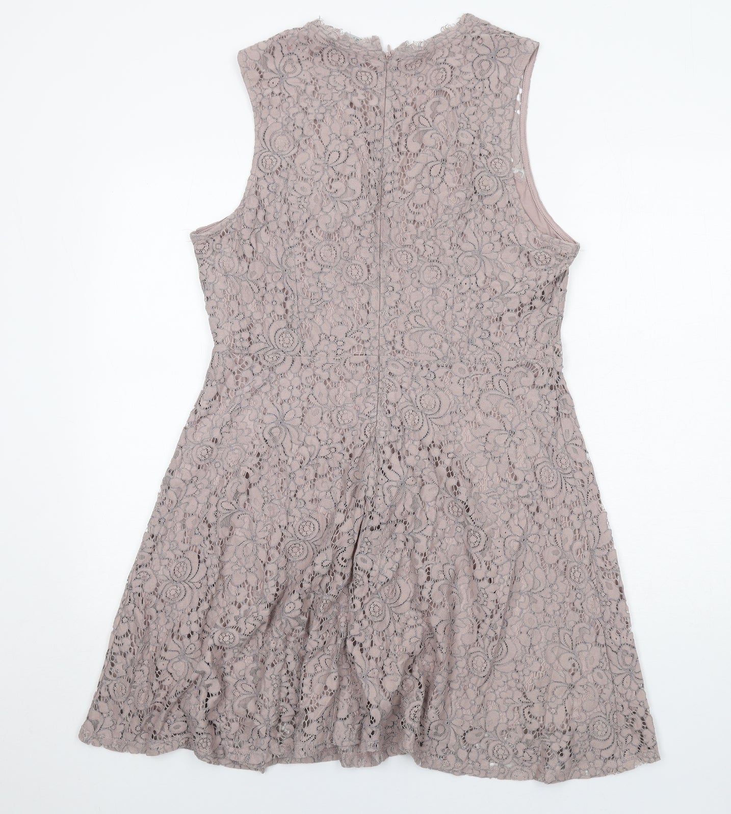 H&M Womens Purple Floral Polyamide Trapeze & Swing Size L V-Neck Zip