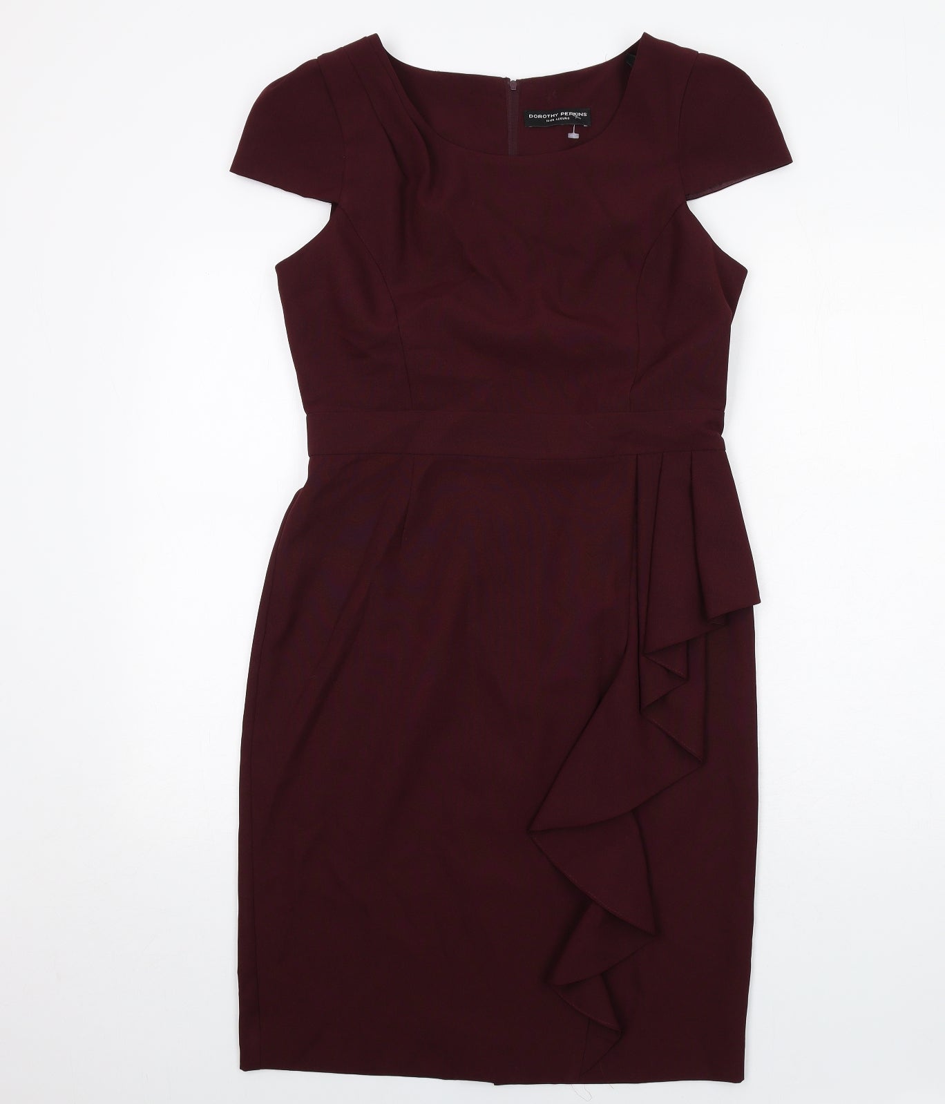 Dorothy Perkins Womens Purple Polyester Shift Size 14 Round Neck Zip