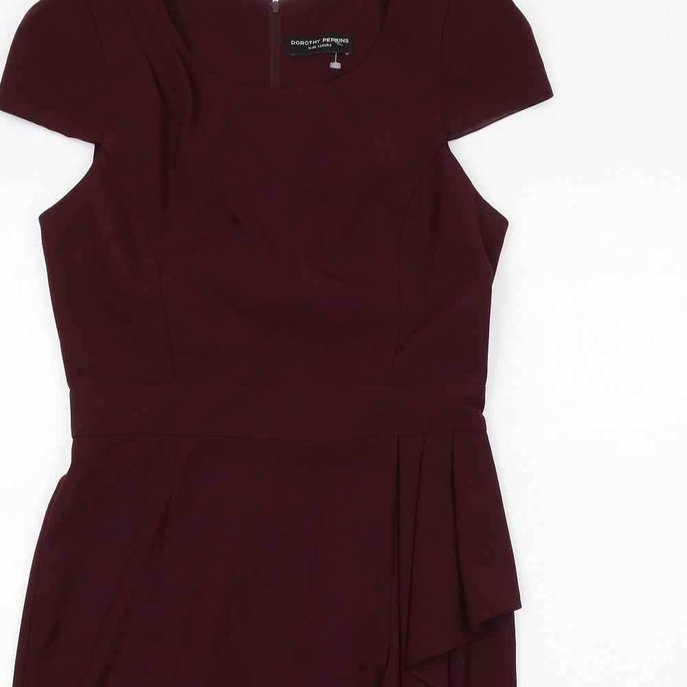 Dorothy Perkins Womens Purple Polyester Shift Size 14 Round Neck Zip