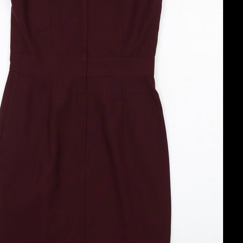 Dorothy Perkins Womens Purple Polyester Shift Size 14 Round Neck Zip