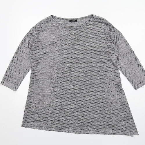 Wallis Womens Grey Polka Dot Polyester Basic T-Shirt Size M Round Neck