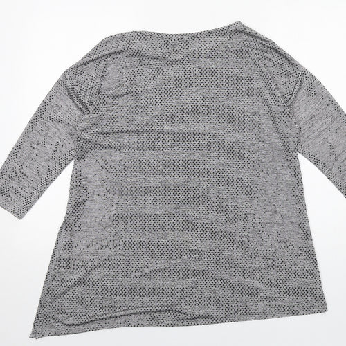 Wallis Womens Grey Polka Dot Polyester Basic T-Shirt Size M Round Neck