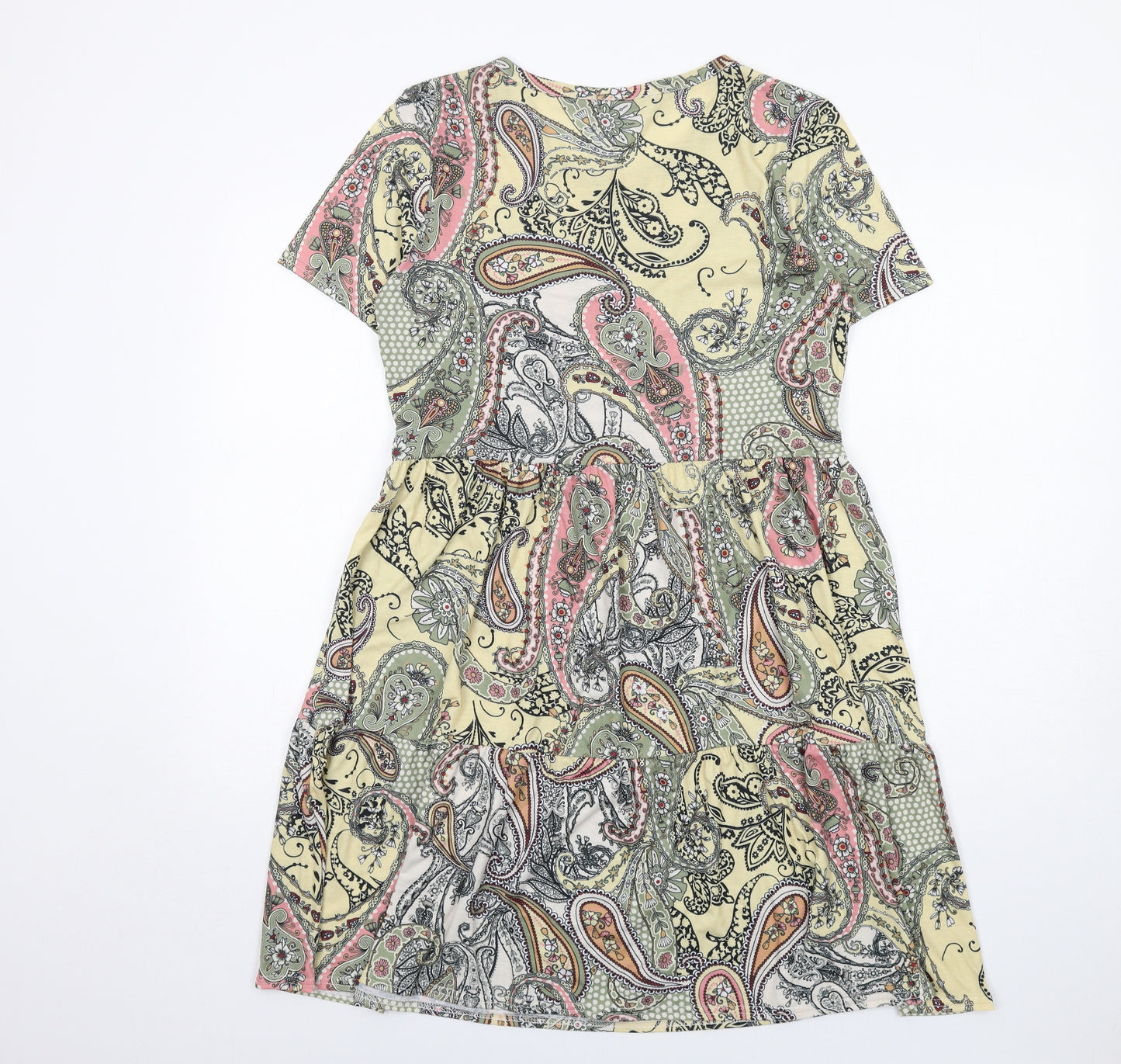 Select Womens Multicoloured Paisley Polyester T-Shirt Dress Size 14 Round Neck Pullover