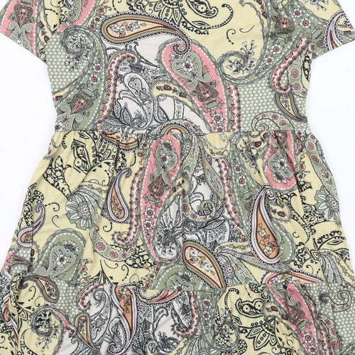 Select Womens Multicoloured Paisley Polyester T-Shirt Dress Size 14 Round Neck Pullover