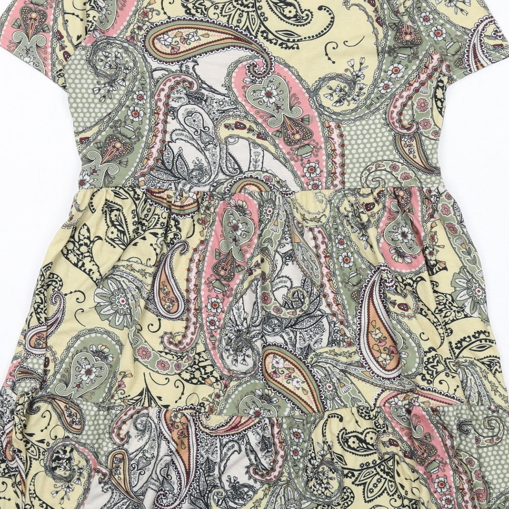Select Womens Multicoloured Paisley Polyester T-Shirt Dress Size 14 Round Neck Pullover