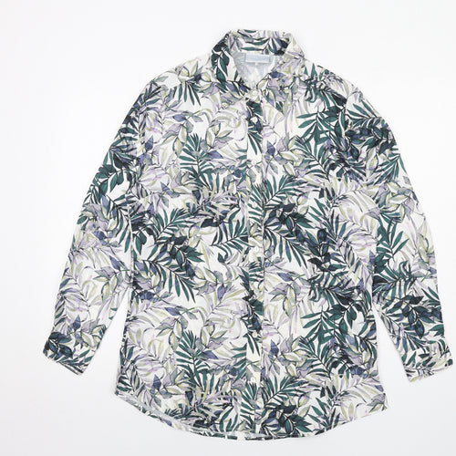Cotswold Collections Womens Multicoloured Geometric Polyester Basic Button-Up Size 12 Collared - Leaf Print