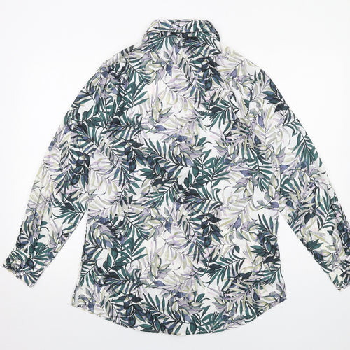 Cotswold Collections Womens Multicoloured Geometric Polyester Basic Button-Up Size 12 Collared - Leaf Print