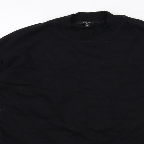 NEXT Womens Black Round Neck Cotton Pullover Jumper Size 14 - Lace Trim
