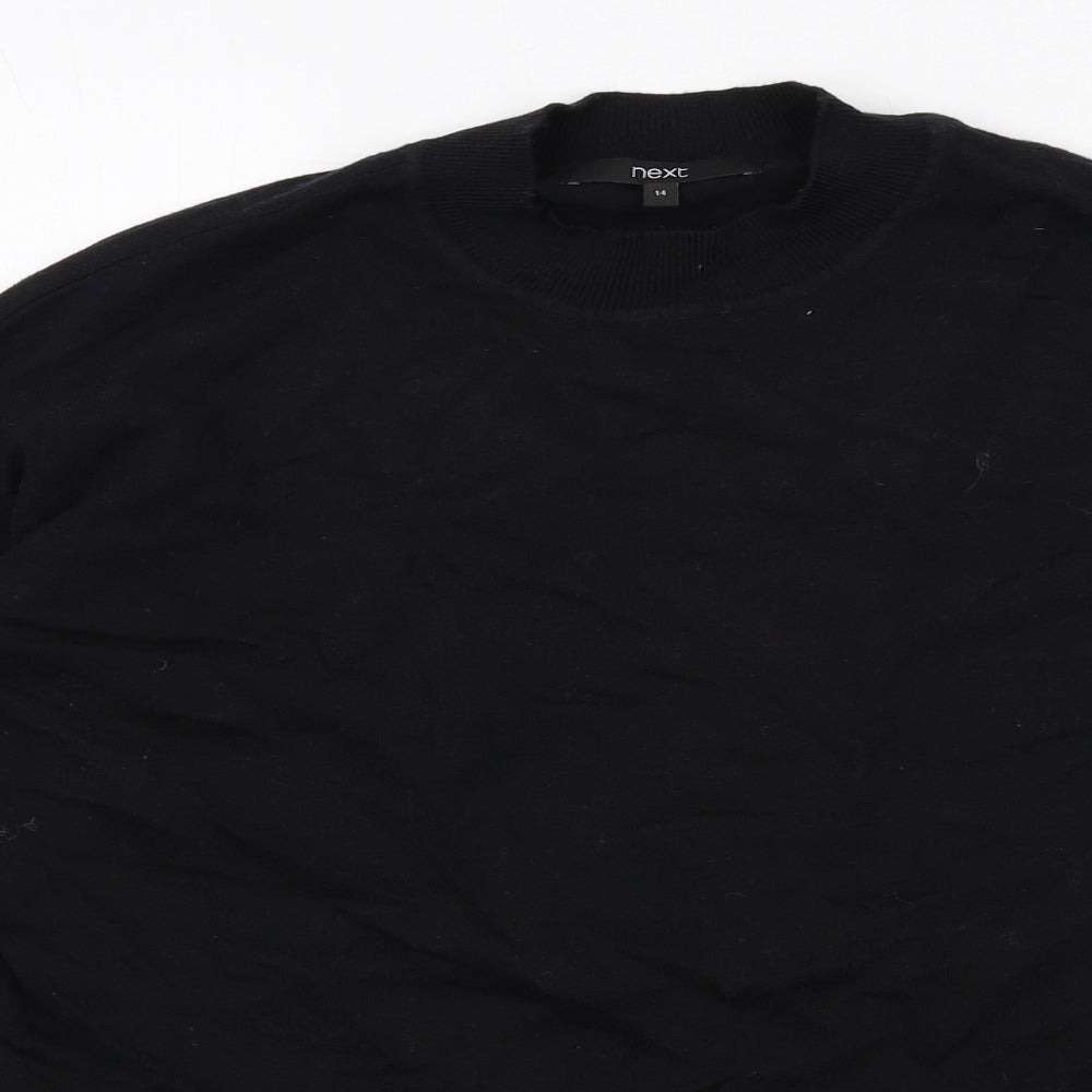 NEXT Womens Black Round Neck Cotton Pullover Jumper Size 14 - Lace Trim