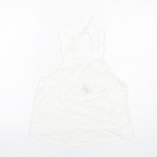 H&M Womens White Viscose Basic Tank Size 12 Square Neck