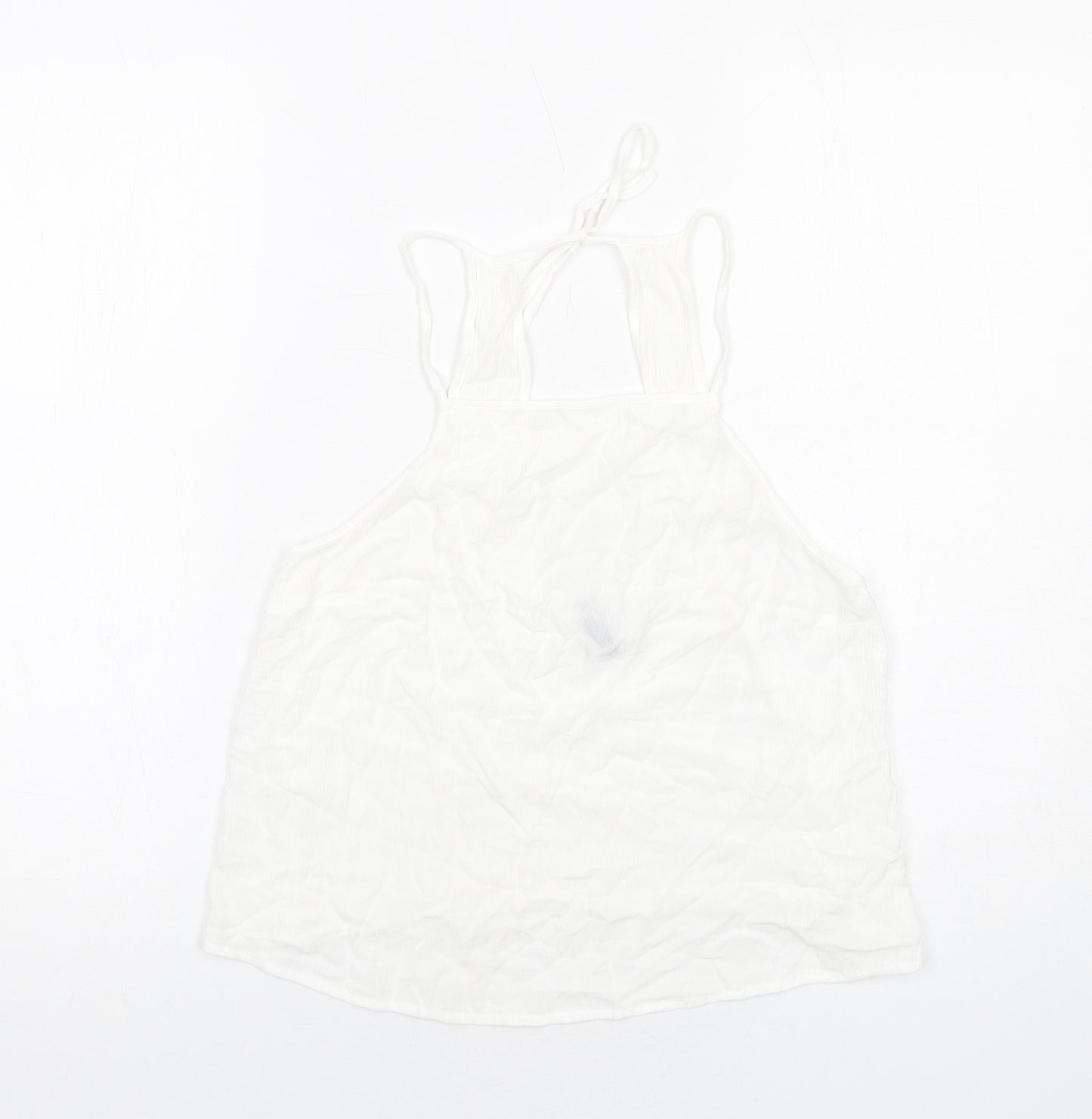 H&M Womens White Viscose Basic Tank Size 12 Square Neck
