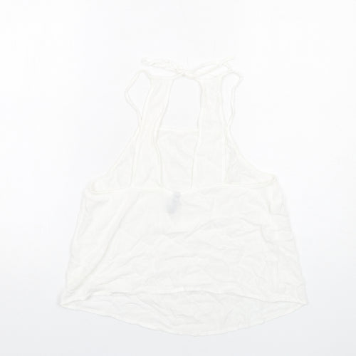 H&M Womens White Viscose Basic Tank Size 12 Square Neck